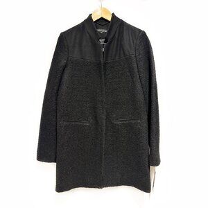 Kenneth Cole Black Boucle Wool Blend Pea Coat Size 10